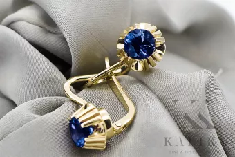 الزعفران 14 كارت من الذهب الأصفر أقراط فينتاج vec027y